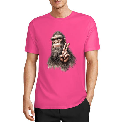 Bigfoot - Sasquatch Peace Hand Short Sleeve Cotton T-Shirt