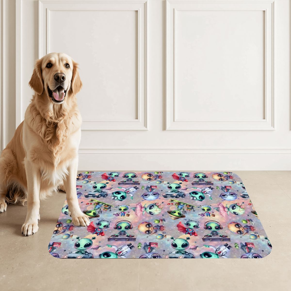 6 Alien Designs, Waterproof Pet Food Mat