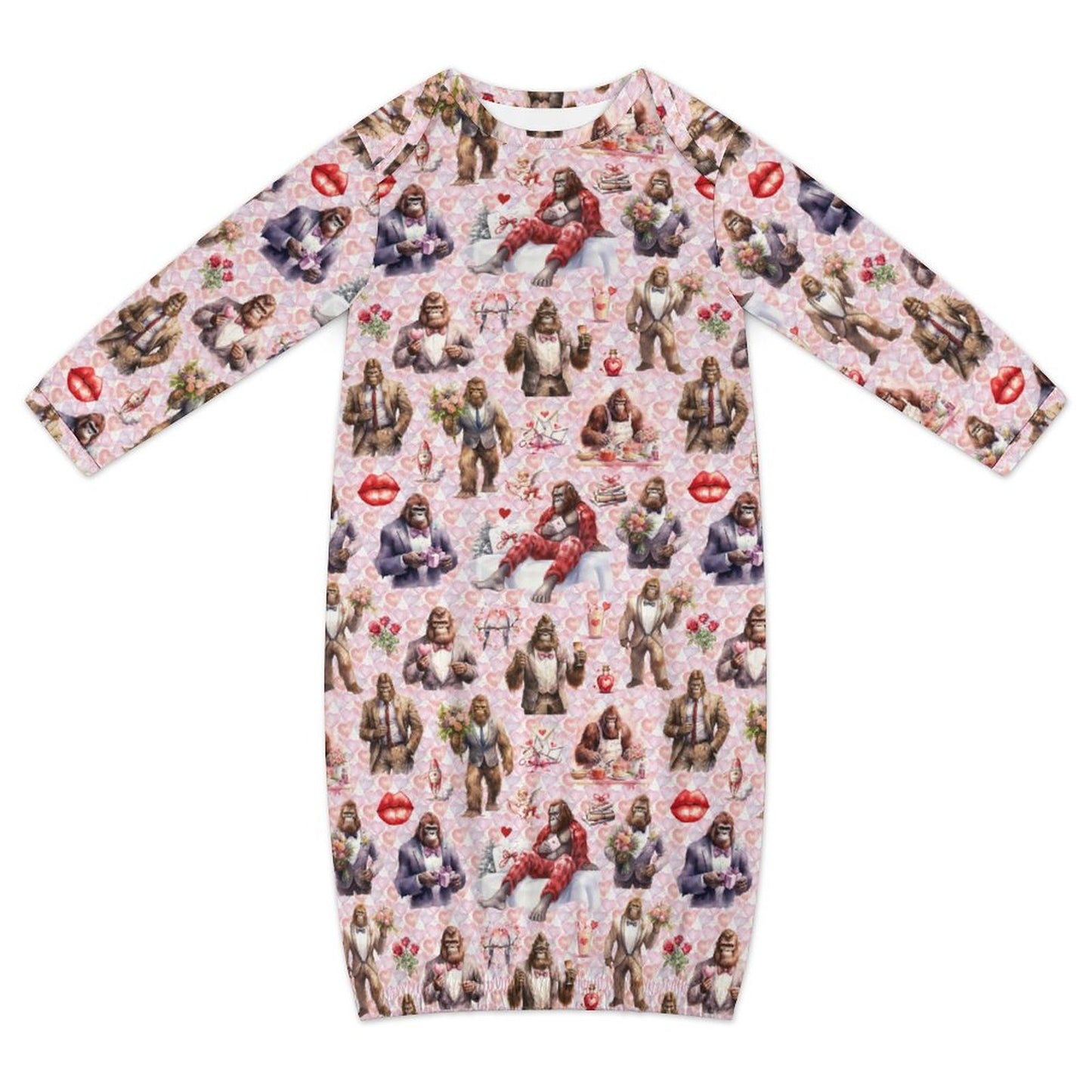 16 Bigfoot / Sasquatch Designs, Baby Long Sleeve Faux Cotton Sleeper Gown