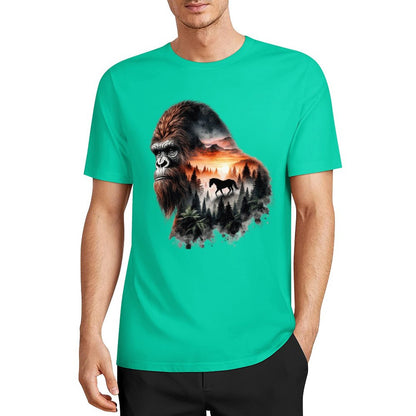 Bigfoot - Sasquatch Scenery Short Sleeve Cotton T-Shirt