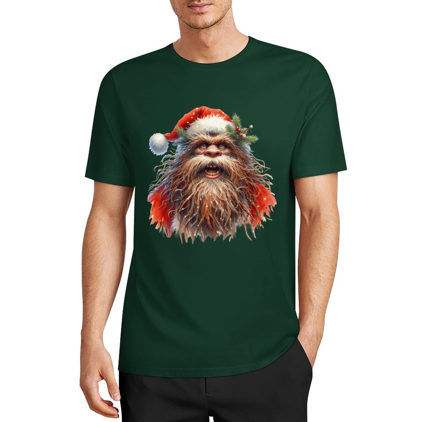 Bigfoot - Sasquatch Santa Short Sleeve Cotton T-Shirt