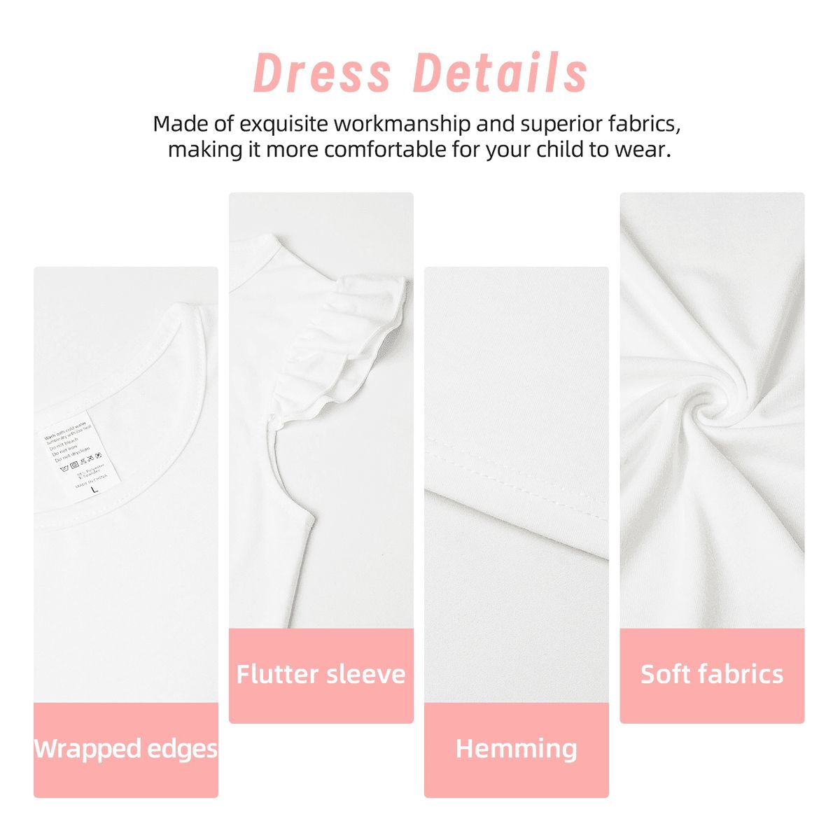 6 Pretty Fairy Designs, Girl's Flutter Sleeve Nightgown