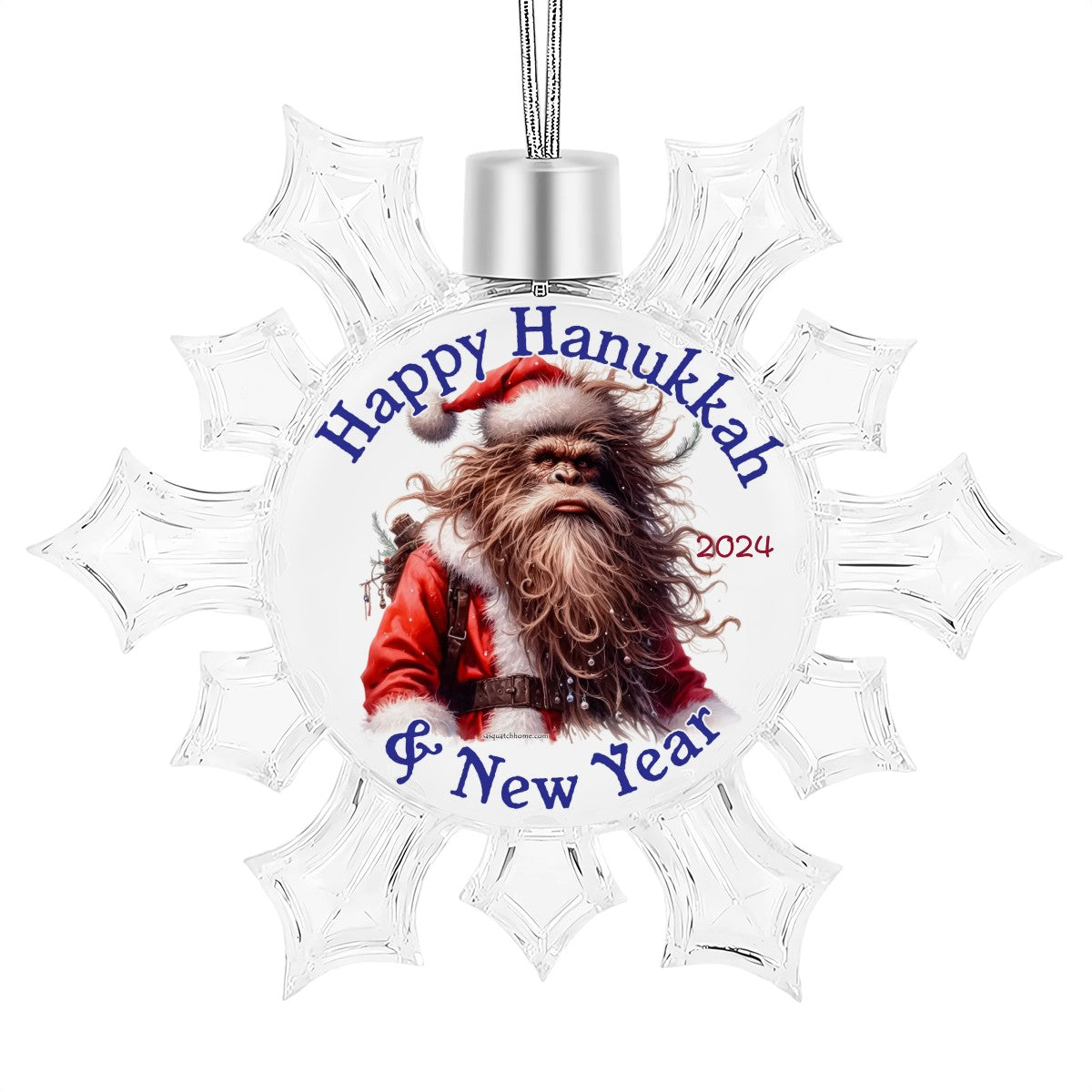 Bigfoot Sasquatch "Happy Hanukkah" Christmas Snowflake Decorations