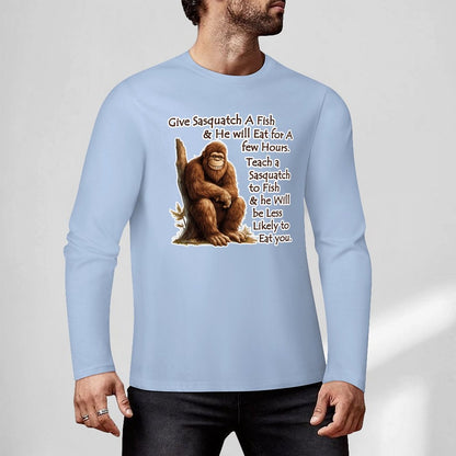 Bigfoot - Sasquatch "Give Sasquatch A Fish..",  Cotton Unisex Long Sleeve T-shirt