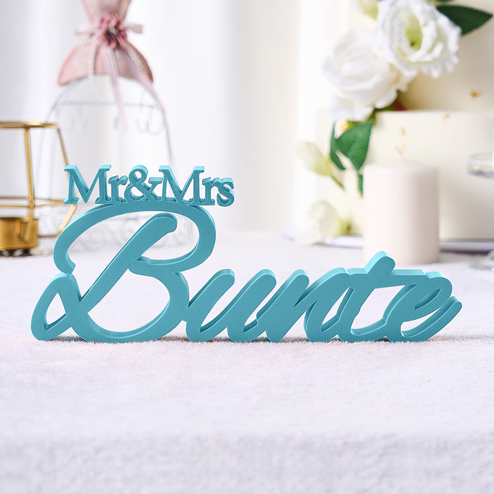 z Personalized 3D Print With Your Last Name, Mr & Mrs Family Name Wedding Decor Gifts