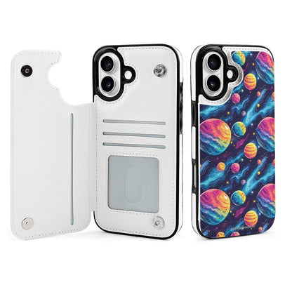 12 Galaxy Outer Space Designs, iPhone 16 Faux Leather Wallet Case