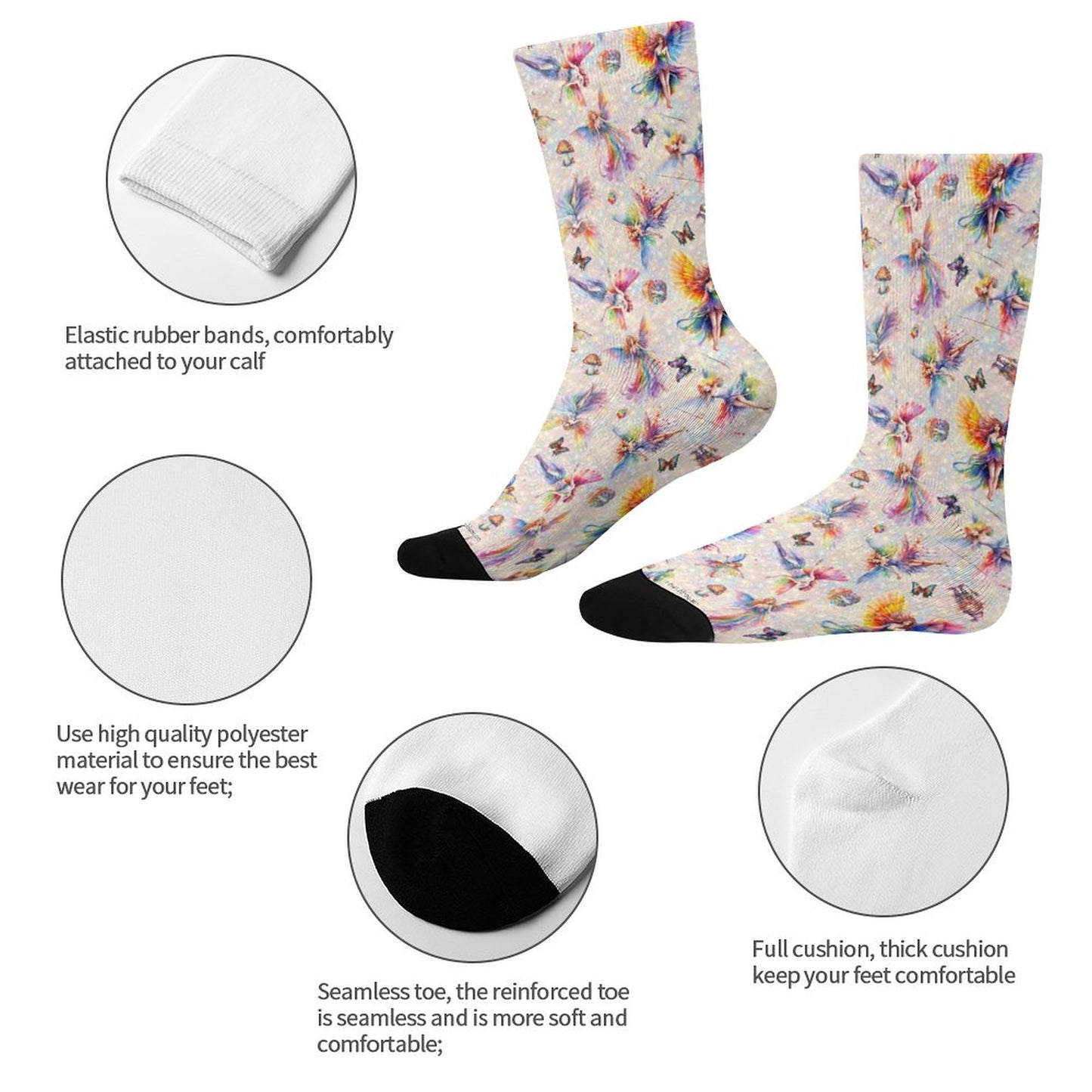 6 Fairy Designs, Children’s Polyester Socks