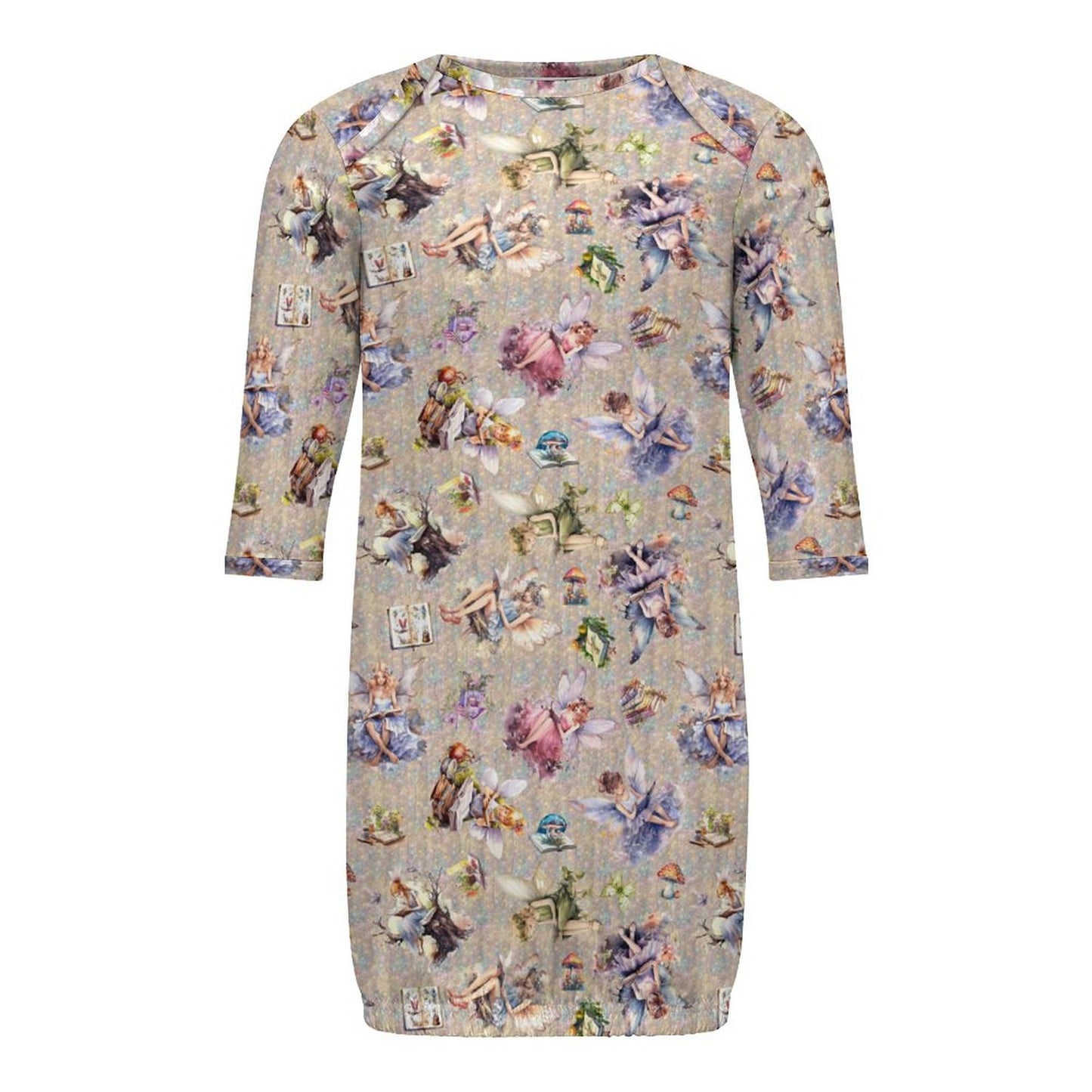 6 Fairy Designs, Baby Long Sleeve Faux Cotton Sleeper Gown