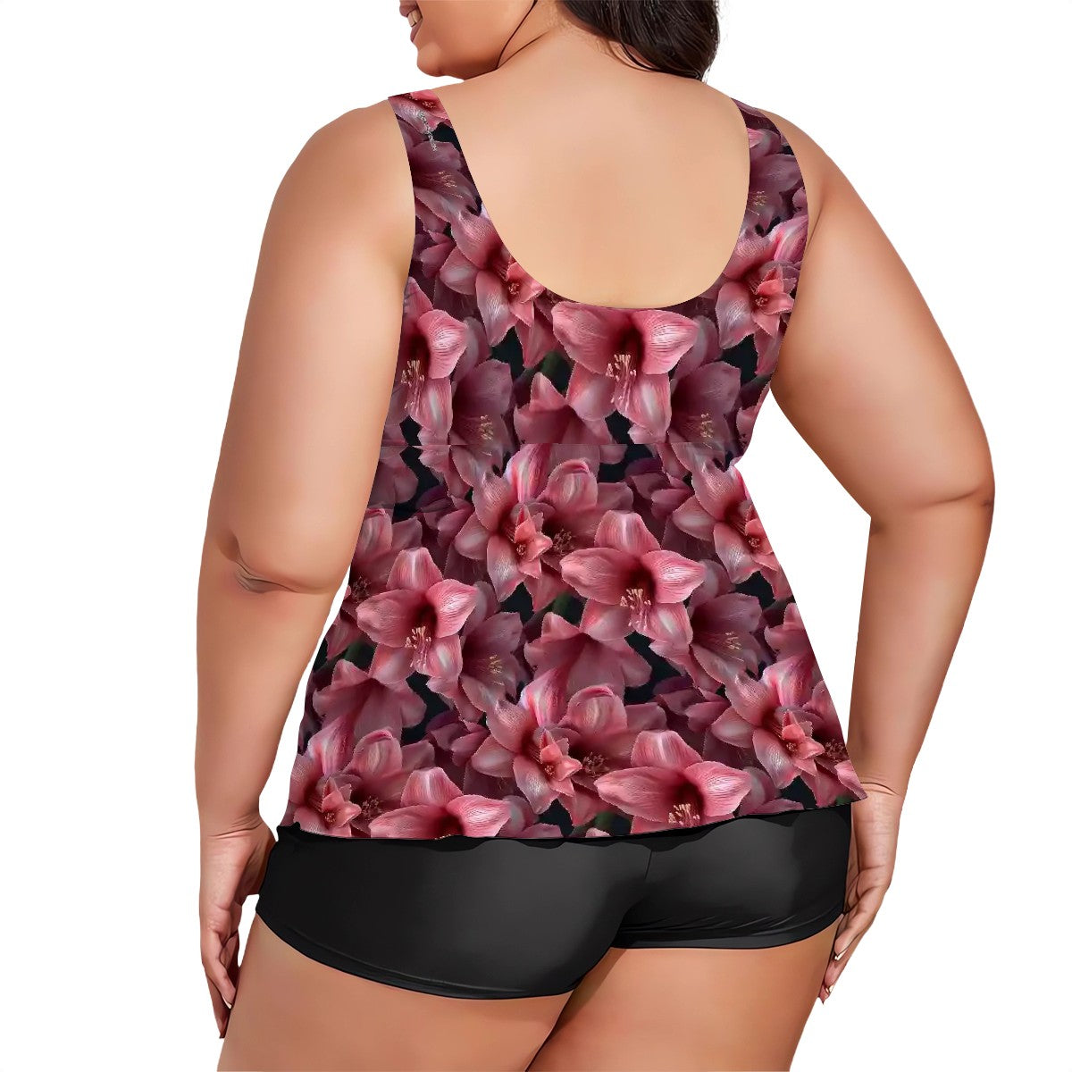 10 Beautiful Flower Designs, Plus Sized Women’s Two Piece Tankini Swimsuit