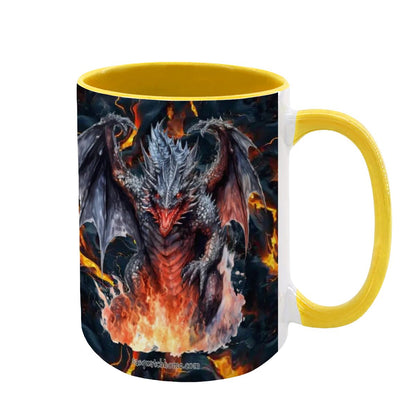 Fire Dragon, Large 15 Ounce Colorful Mugs – Made In USA