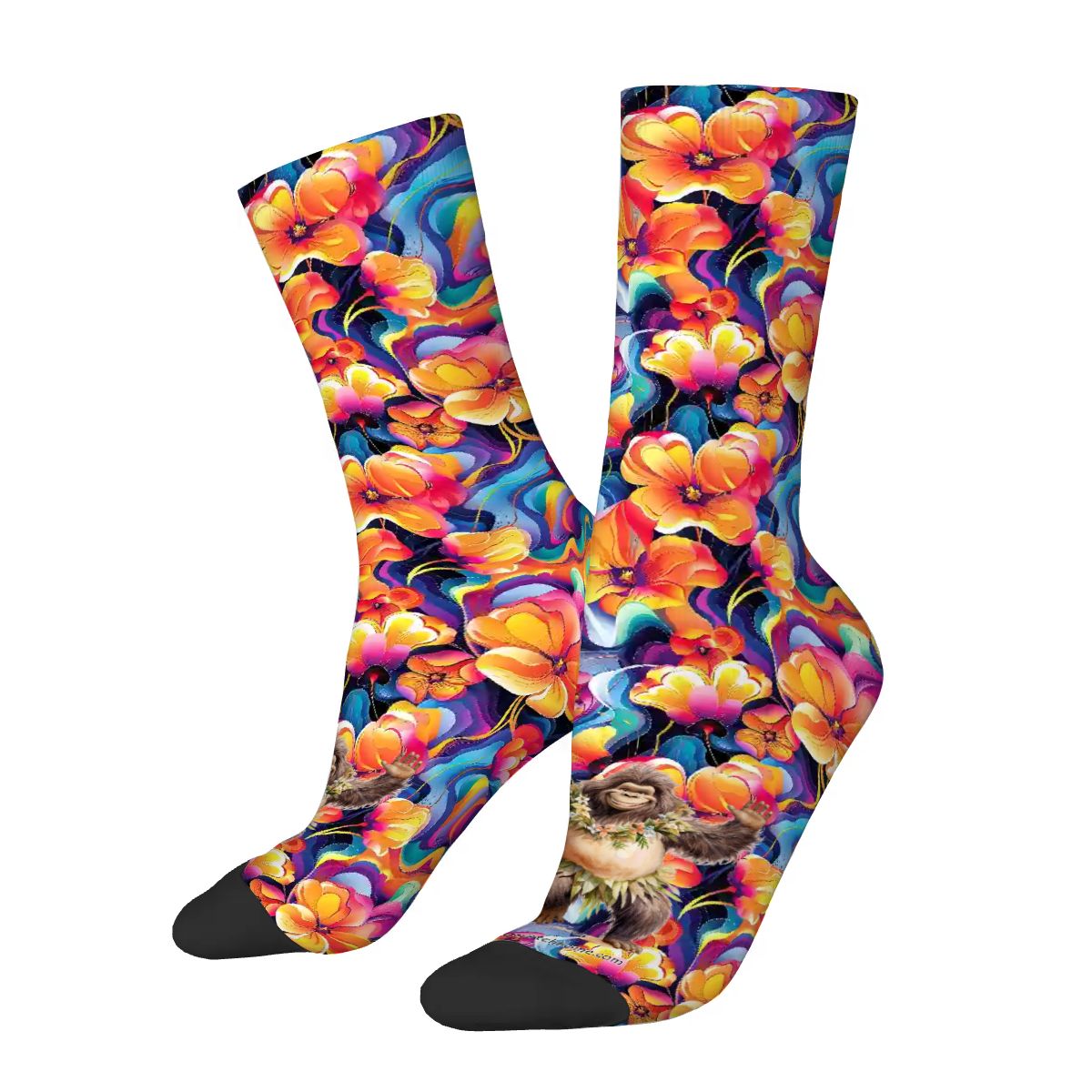 Hawaiian Bigfoot / Sasquatch, Polyester Crew Socks