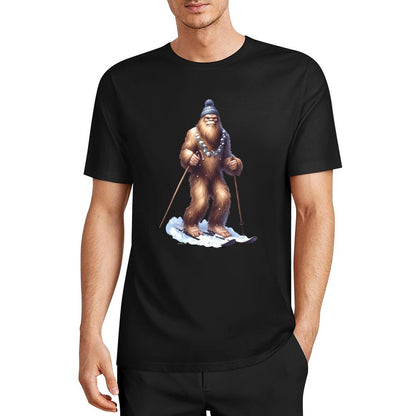 Bigfoot - Sasquatch Snow Skiing Short Sleeve Cotton T-Shirt