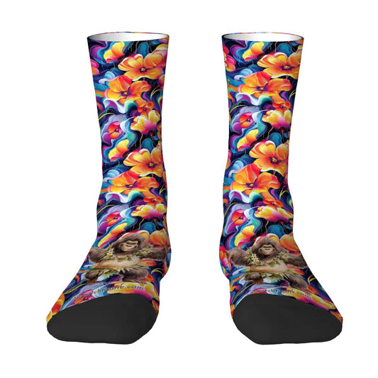Hawaiian Bigfoot / Sasquatch, Polyester Crew Socks