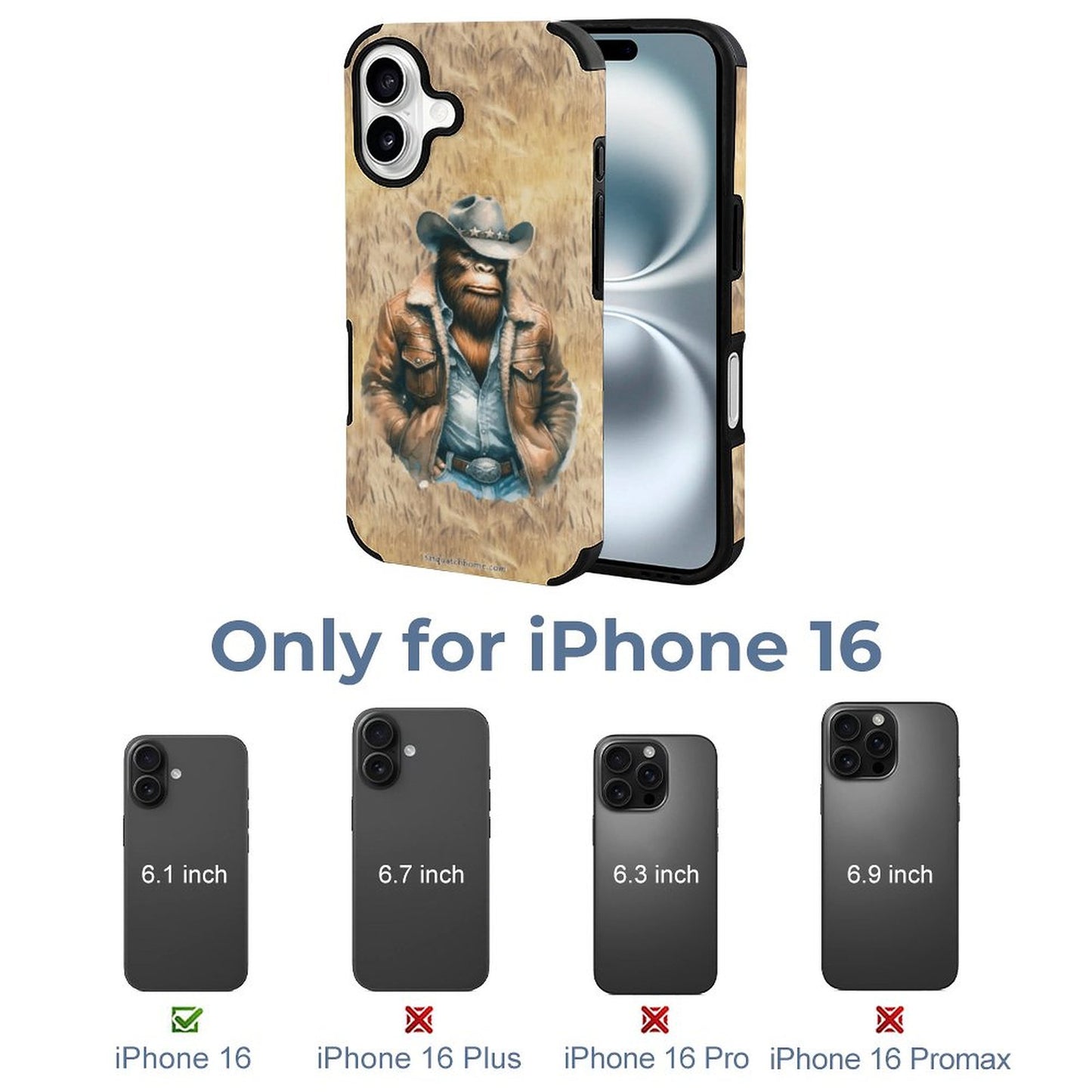 Bigfoot / Sasquatch Cowboy, Microfiber iPhone 16 Cases