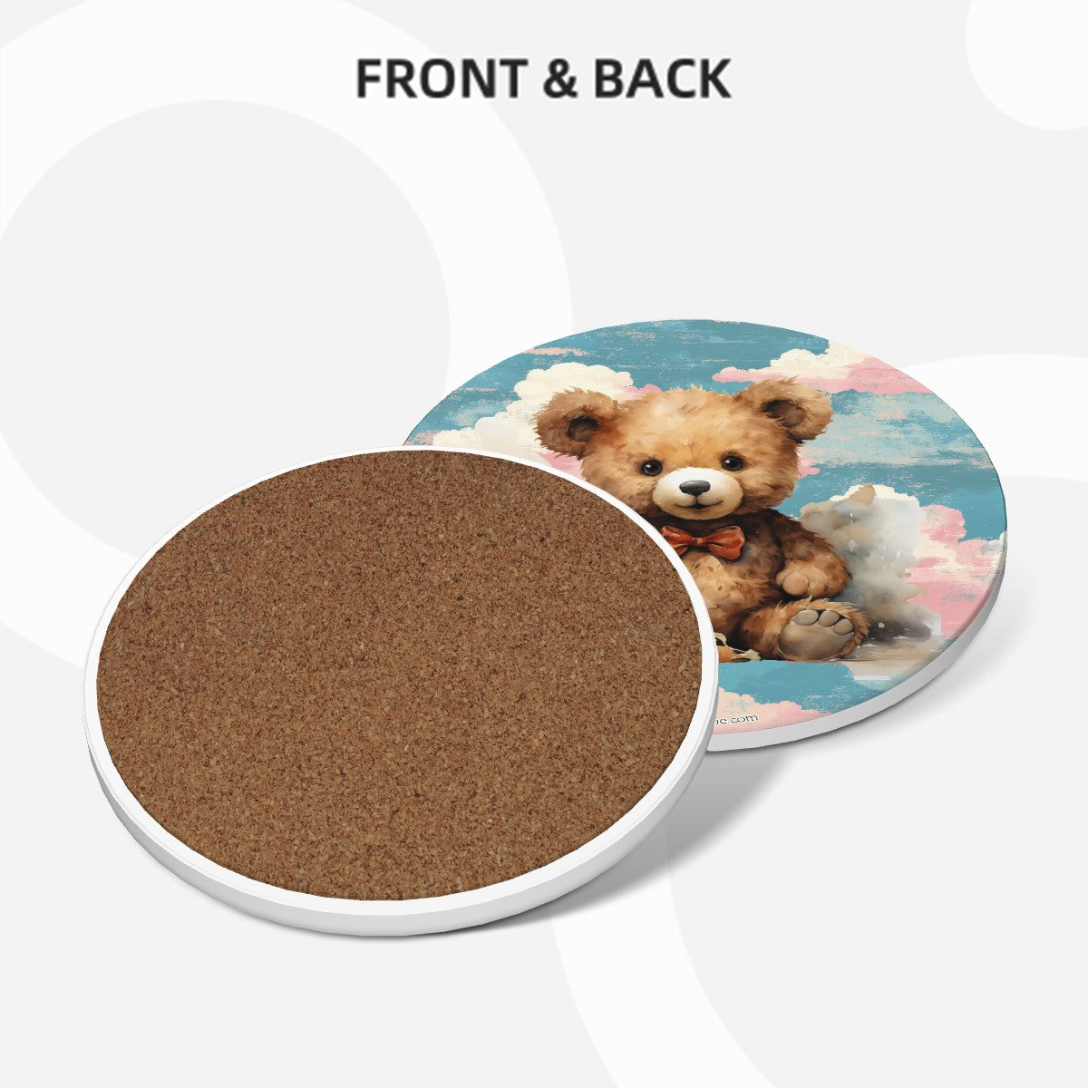 Teddy Bear Theme, 6 Ceramic Coasters w metal stand