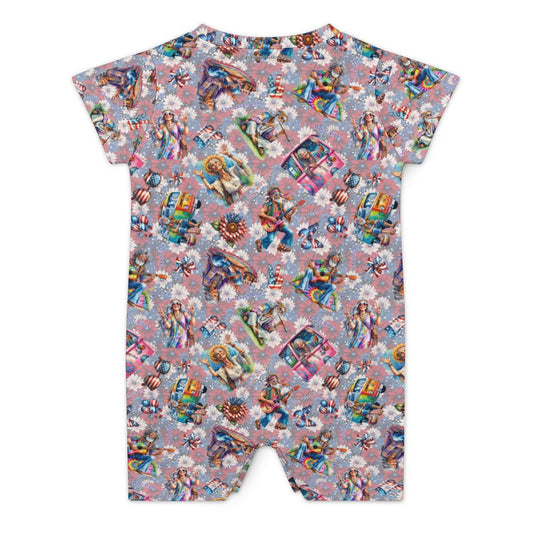 8 Patriot Designs, Faux Cotton Short Sleeve Baby Bodysuit Romper