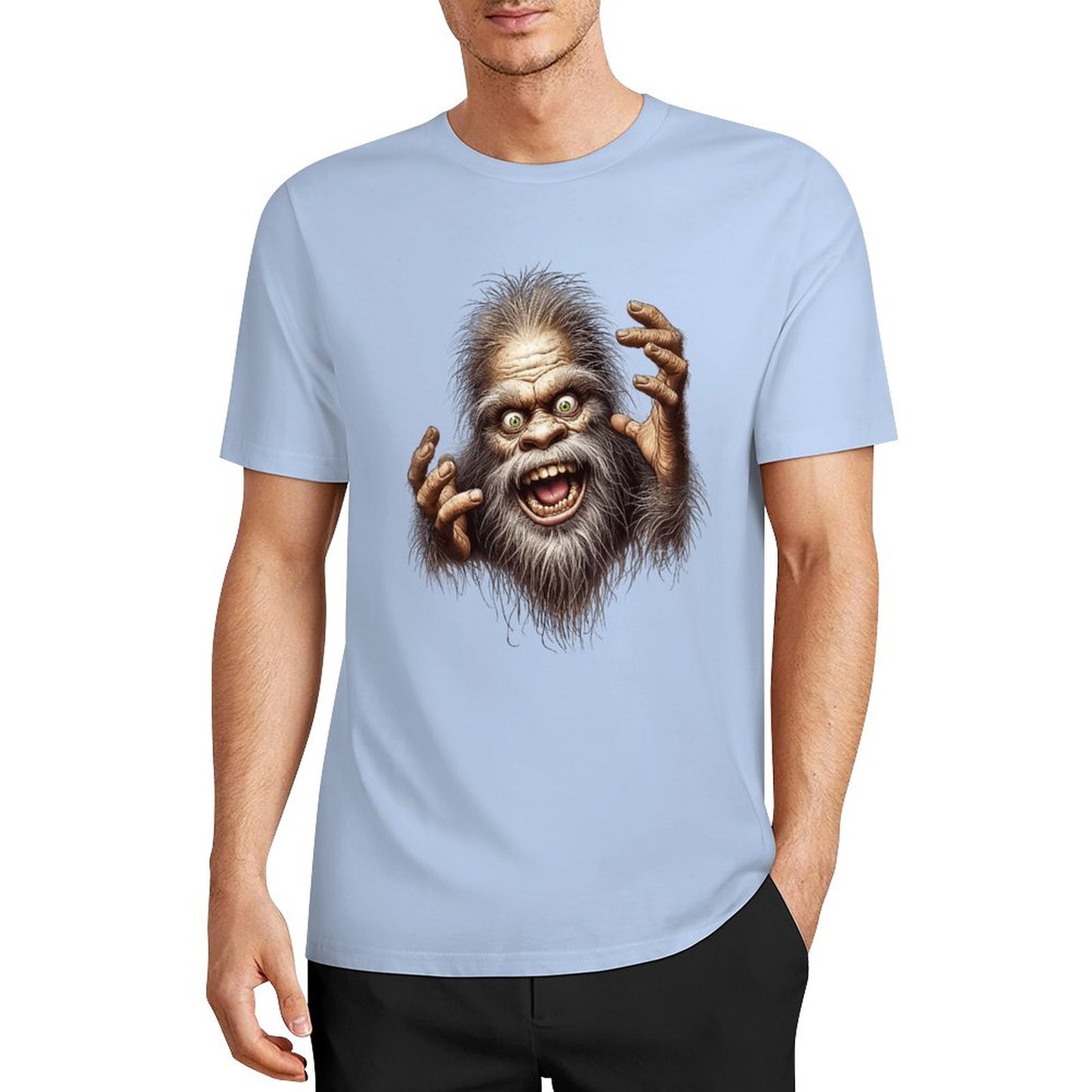 Bigfoot - Sasquatch Crazy Hands Short Sleeve Cotton T-Shirt