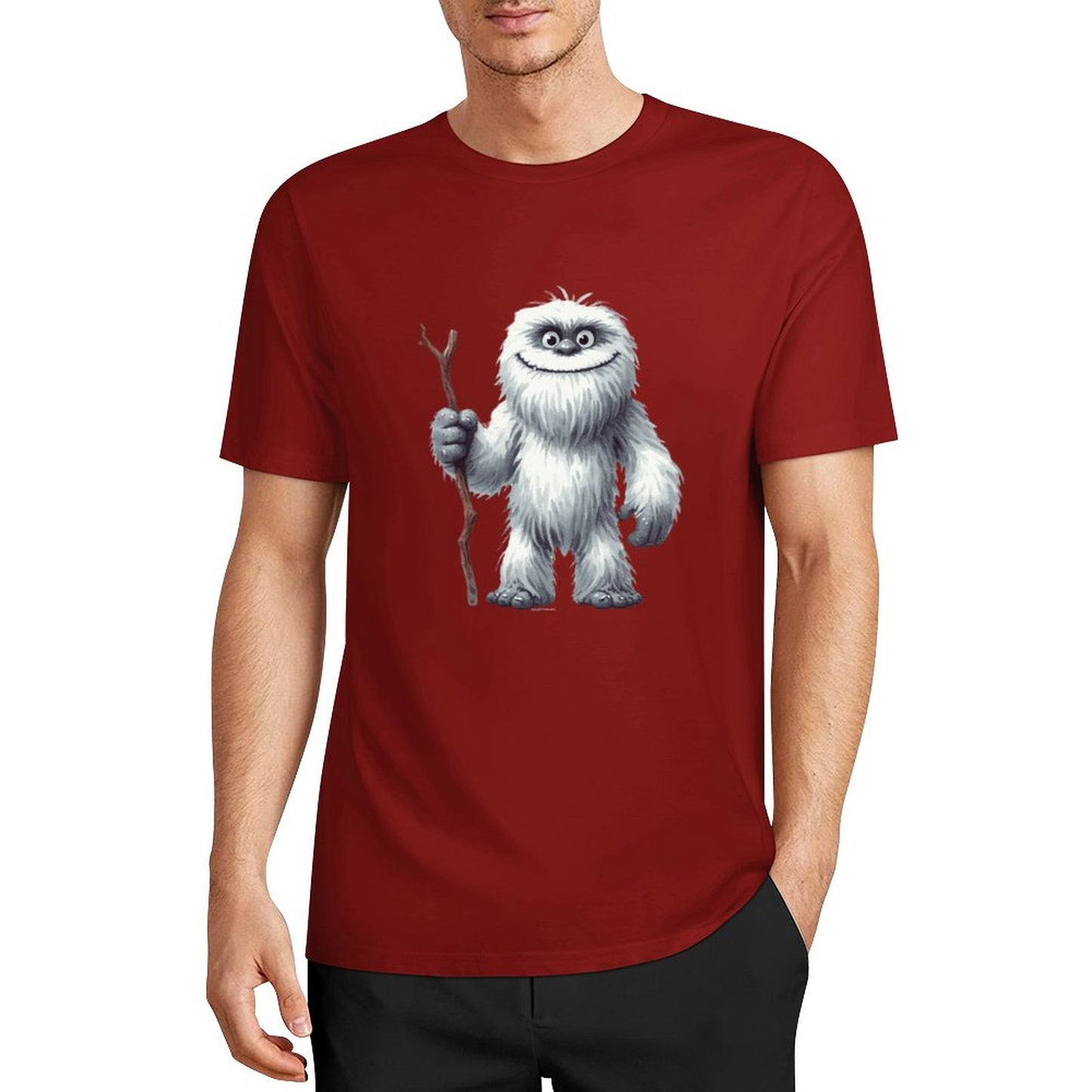 Bigfoot - Sasquatch Yeti Stick Short Sleeve Cotton T-Shirt