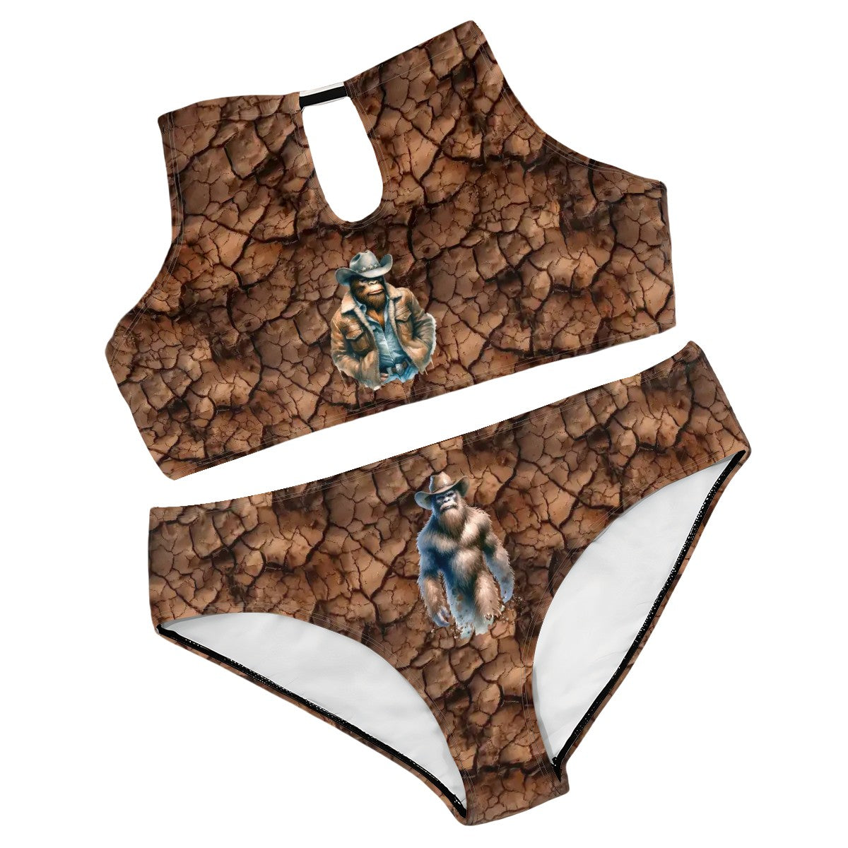 Cowboy Bigfoot, Sasquatch, Plus Size High-Waisted Bikini Customized Services
