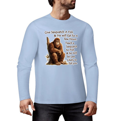 Bigfoot - Sasquatch "Give Sasquatch A Fish..",  Cotton Unisex Long Sleeve T-shirt