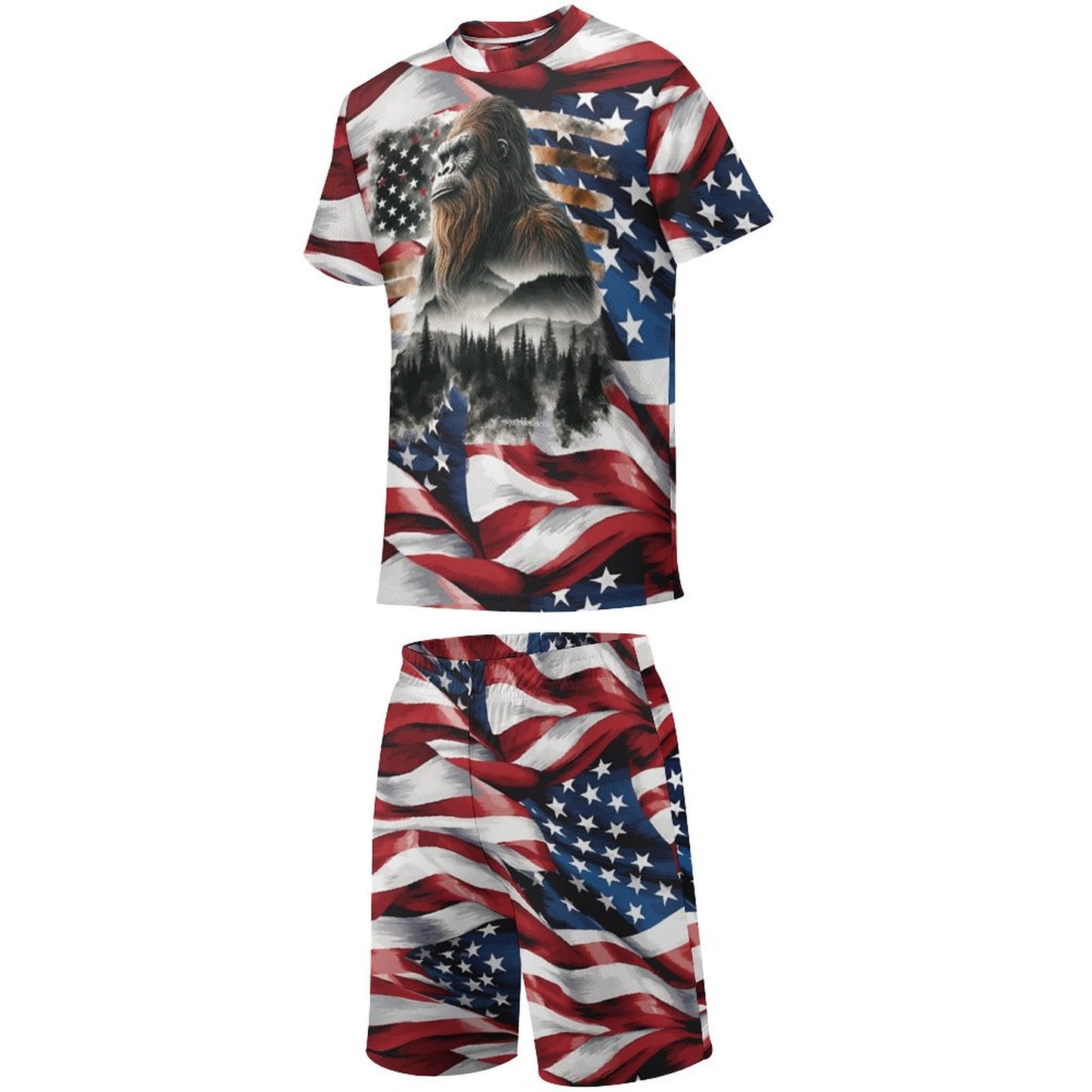Patriot Bigfoot, Sasquatch, Children's T-shirt & Shorts Set