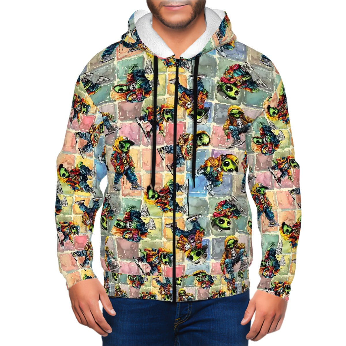 6 Awesome Alien Designs, Adult Zip Up Hoodie