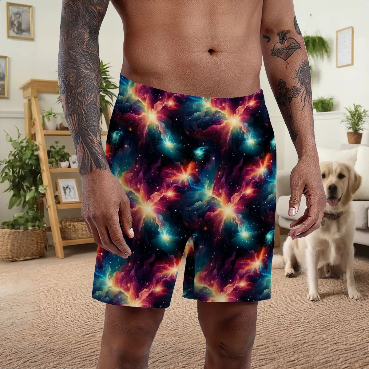 12 Space Designs, Men’s Polyester, pocketed, pajama Shorts