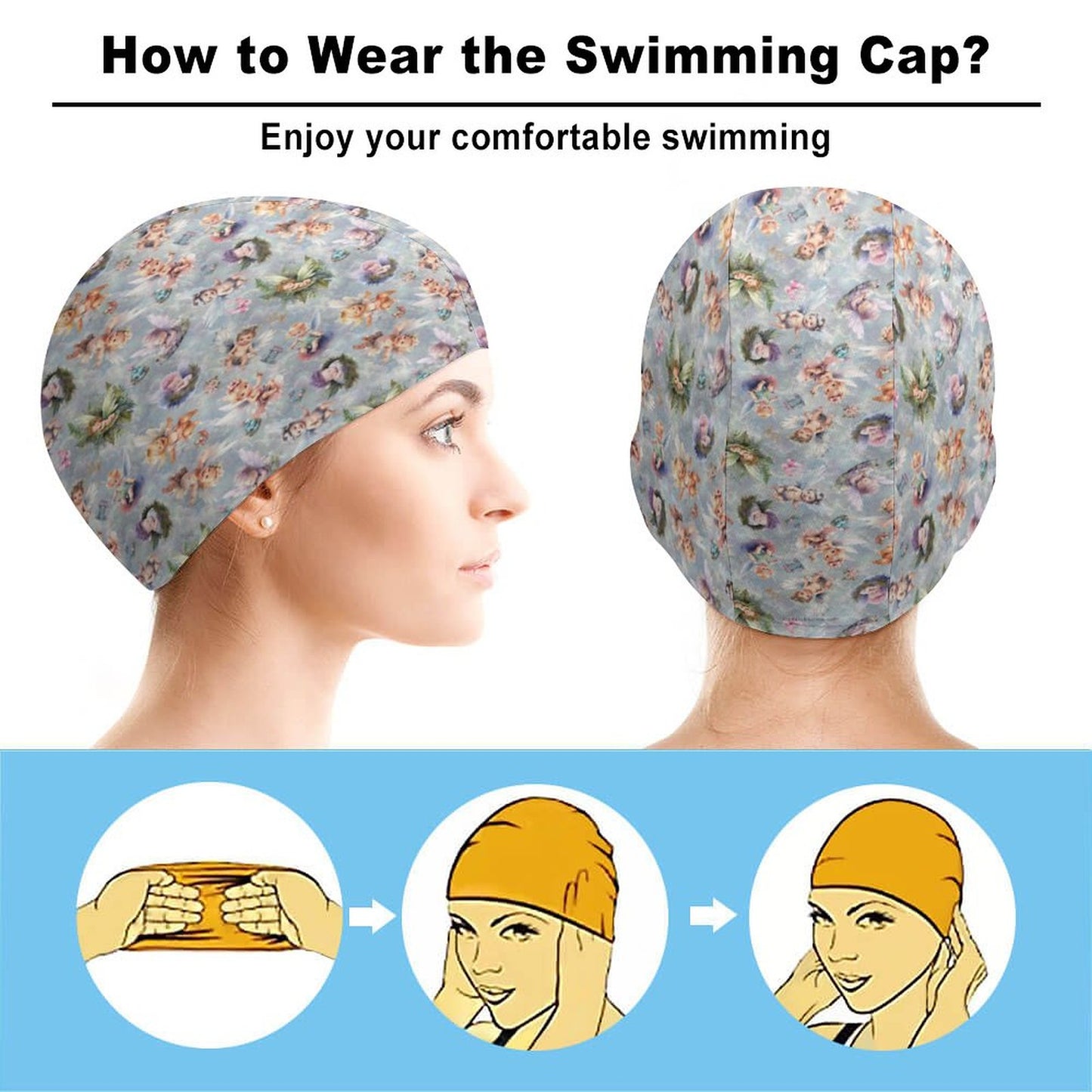 6 Fairy Designs, Adult Swimming Cap