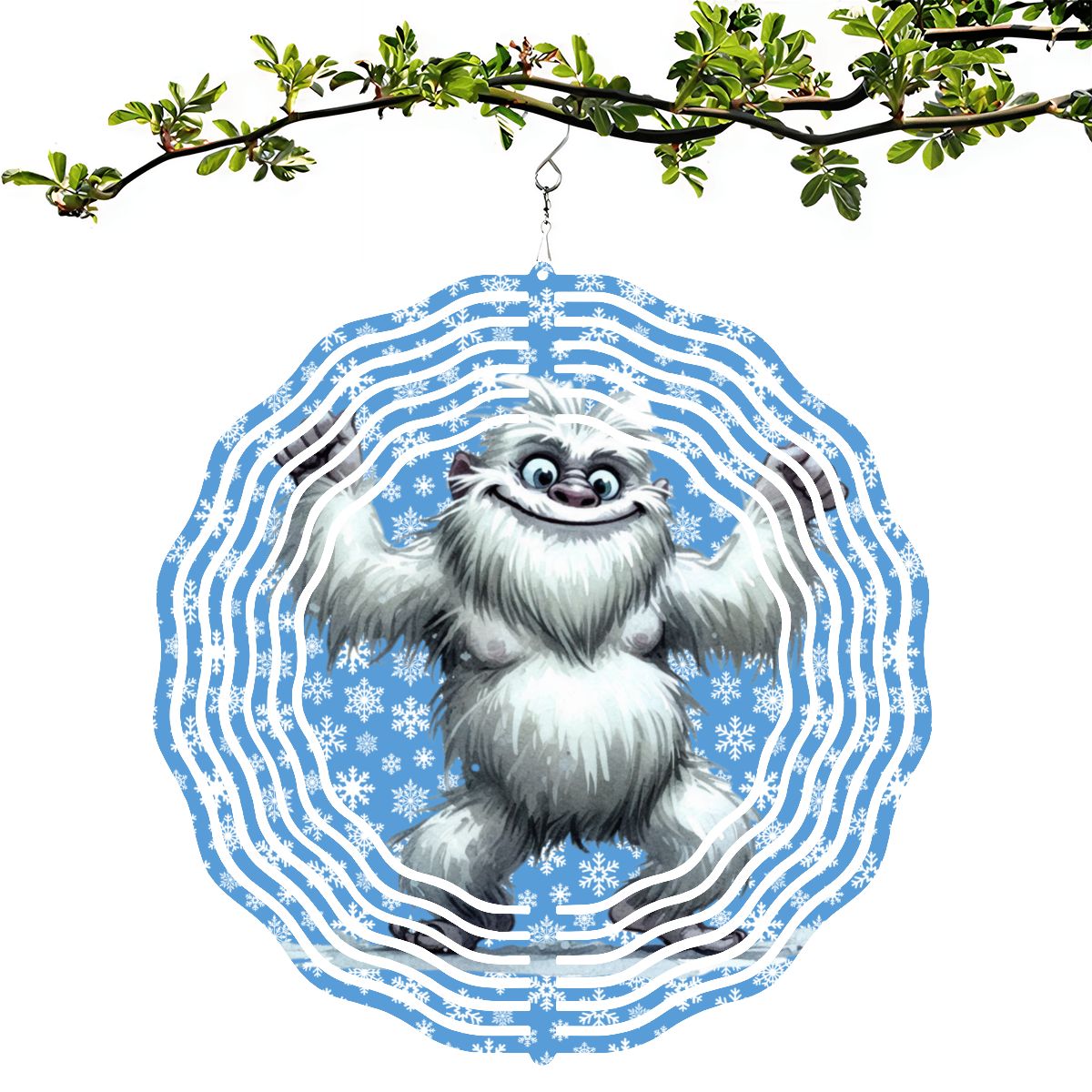 Dancing Yeti, US Made Hanging Metal 3D Wind Spinner, Ornament