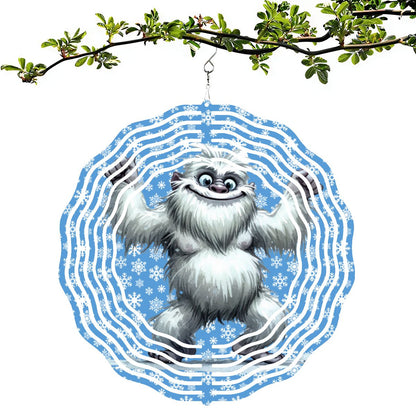 Dancing Yeti, US Made Hanging Metal 3D Wind Spinner, Ornament