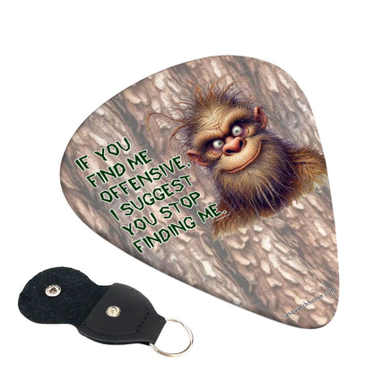 6 Guitar Picks with Keychain Snap Case- Sasquatch Bigfoot "If you find me..." – 3 Thicknesses