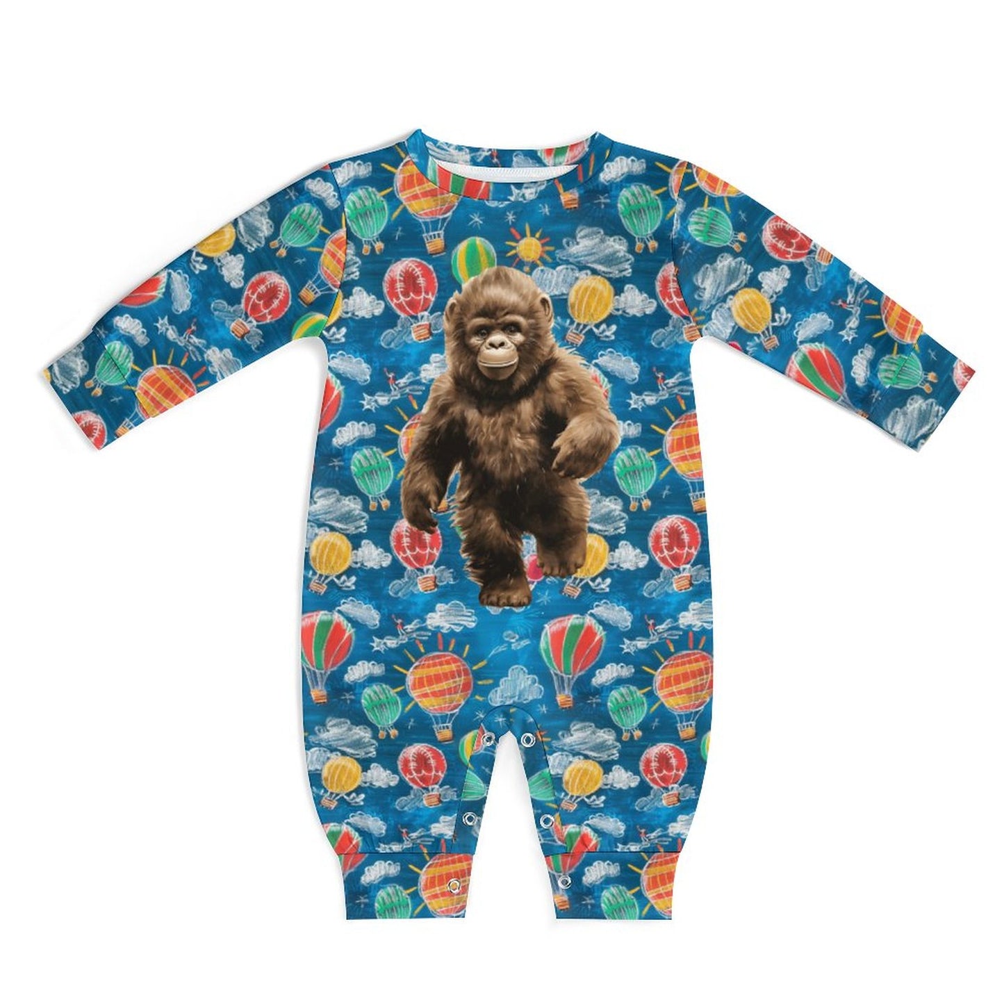 Baby Sasquatch goes to School, Long Sleeve Baby / Toddler Romper, Faux Cotton