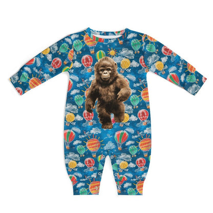 Baby Sasquatch goes to School, Long Sleeve Baby / Toddler Romper, Faux Cotton