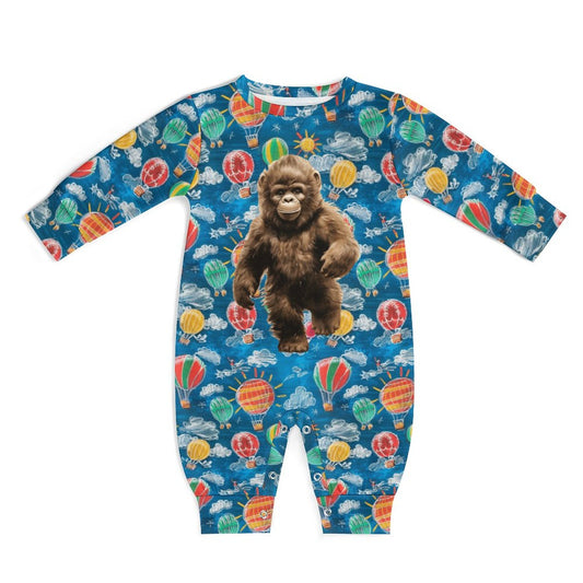 Baby Sasquatch goes to School, Long Sleeve Baby / Toddler Romper, Faux Cotton
