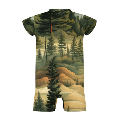 Bigfoot / Sasquatch & Alien, Faux Cotton Short Sleeve Baby Bodysuit Romper