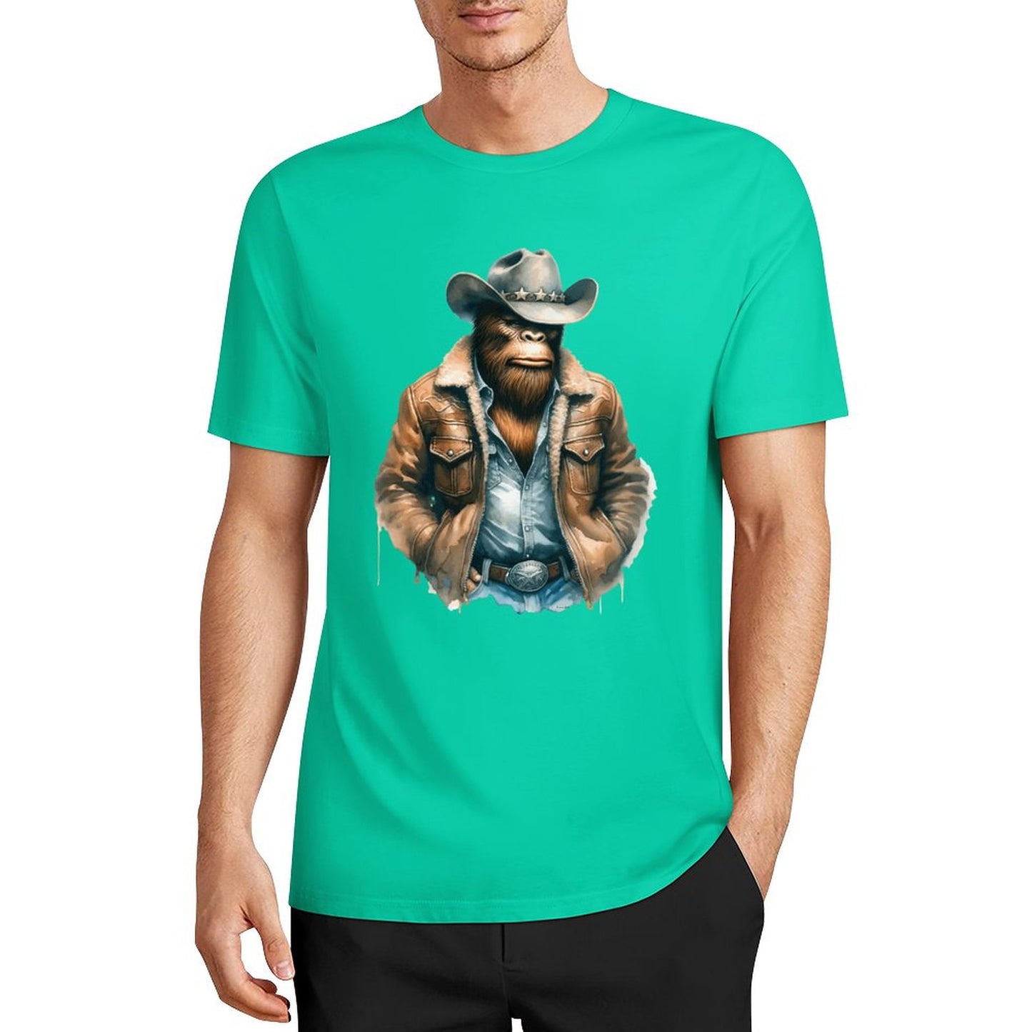 Bigfoot - Sasquatch Cowboy Short Sleeve Cotton T-Shirt