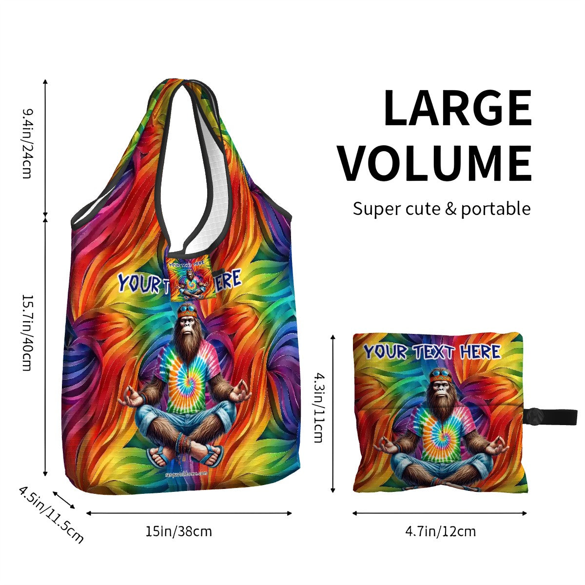 Hippie Sasquatch / Bigfoot, Reusable Folding Bag
