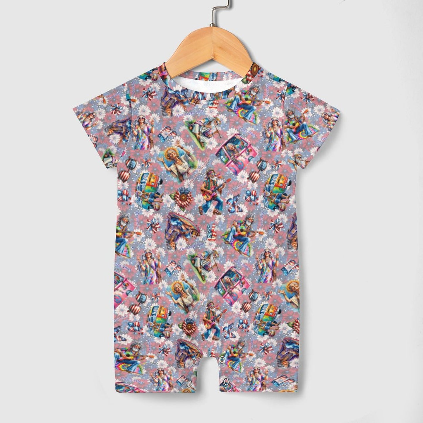 8 Patriot Designs, Faux Cotton Short Sleeve Baby Bodysuit Romper