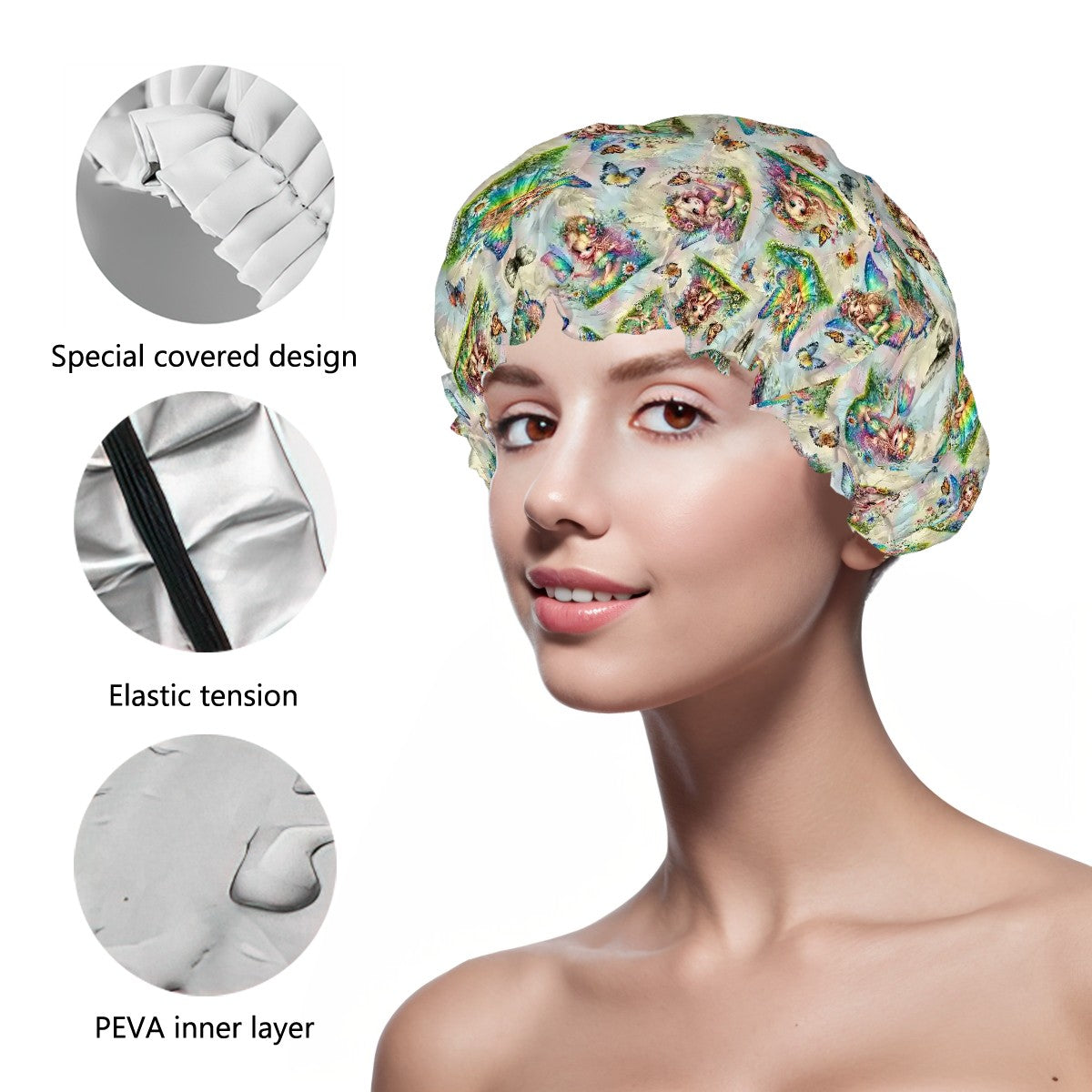 6 Fairy Designs, Reusable Shower Cap