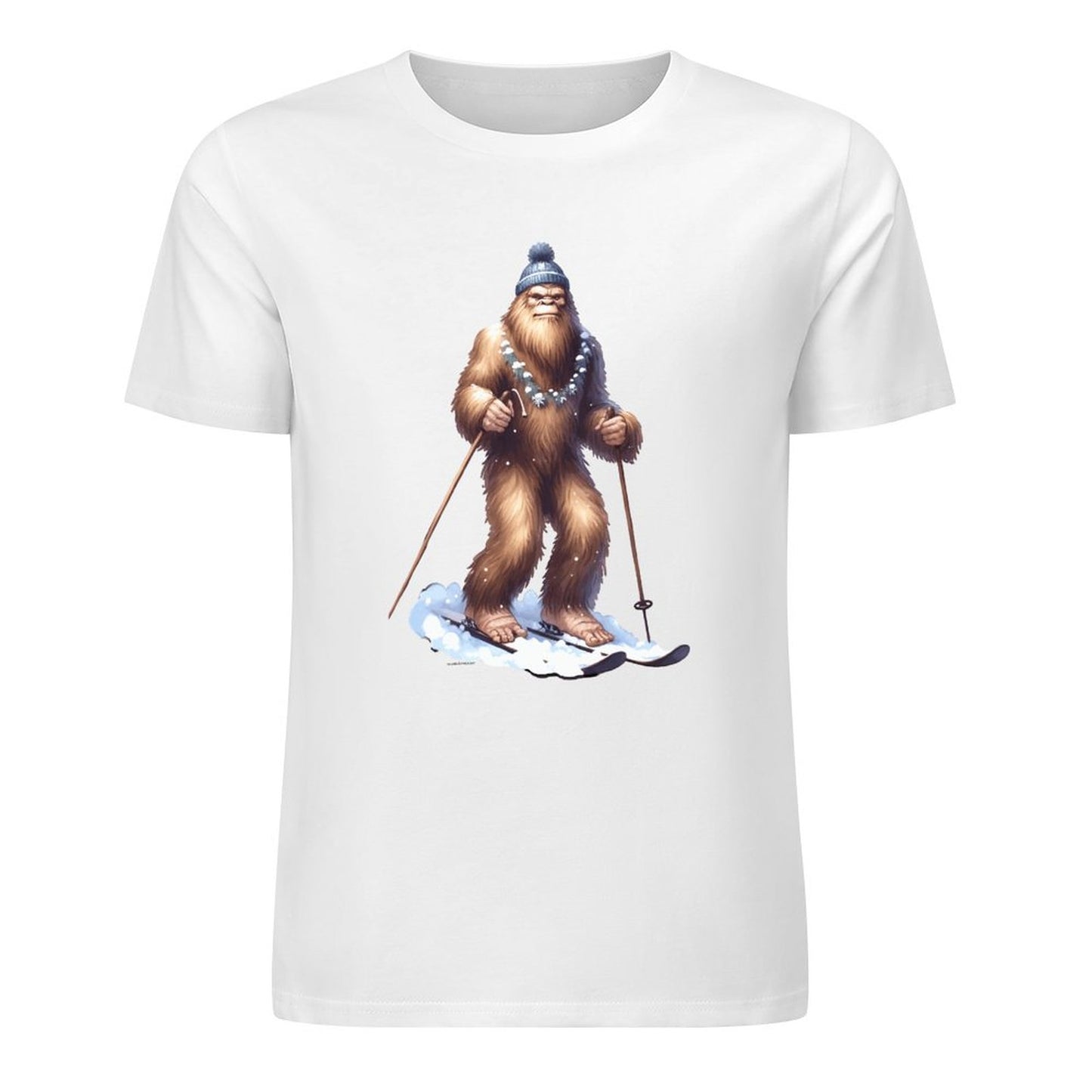 Bigfoot - Sasquatch Snow Skiing Short Sleeve Cotton T-Shirt
