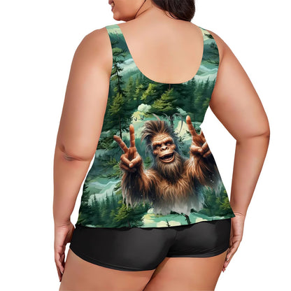 Bigfoot, Sasquatch, Plus Sized Women’s Two Piece Tankini Swimsuit