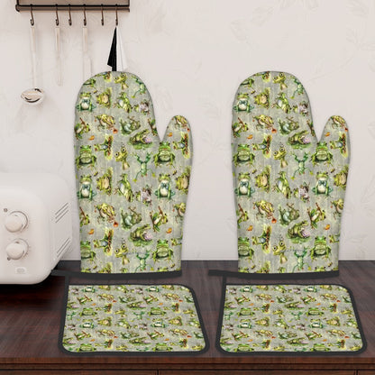 10 Animal Designs, 4 Piece Oven Mitts / Pot Holder Sets