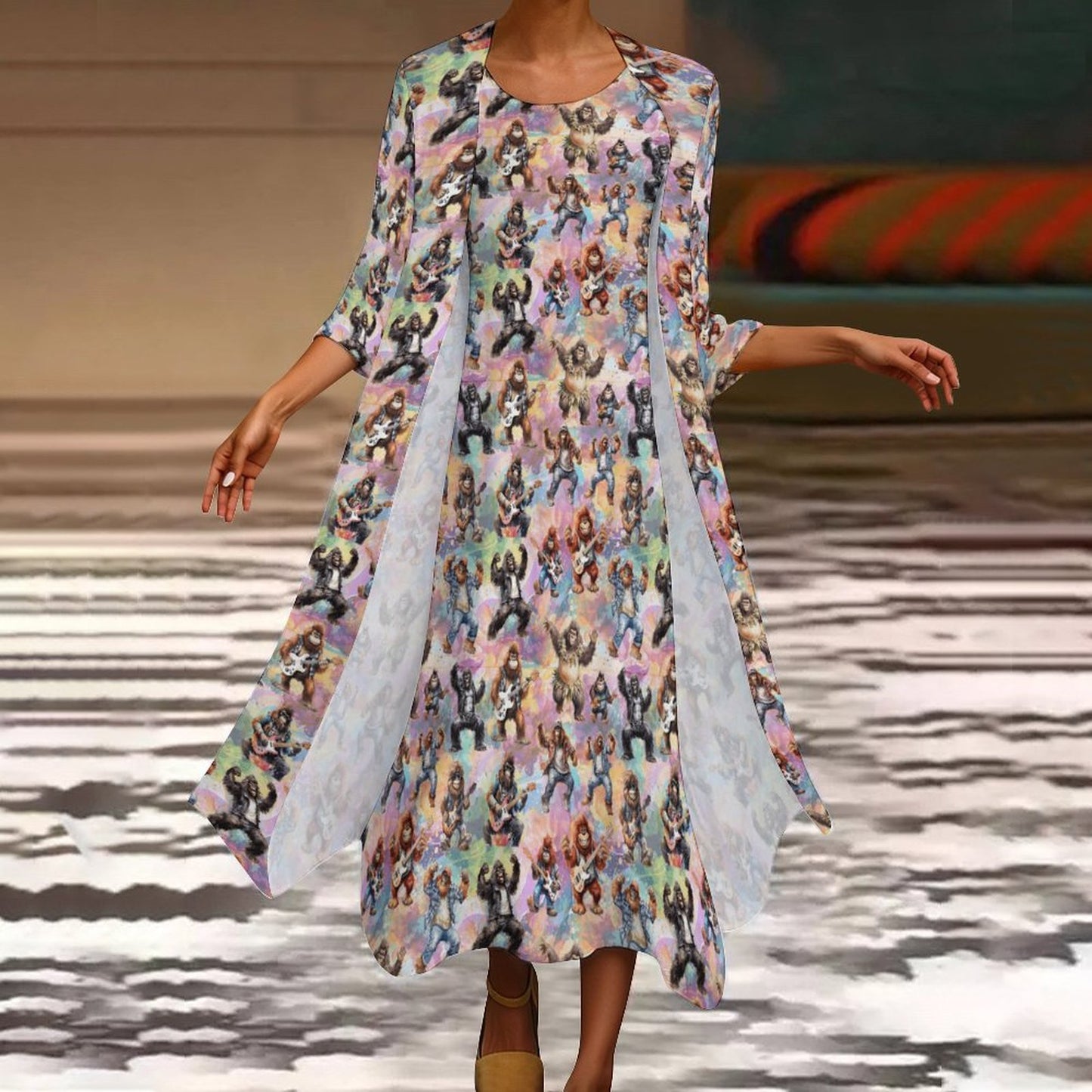 10 Bigfoot Designs, Women’s Long Dress with Cardigan