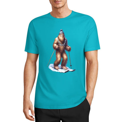 Bigfoot - Sasquatch Snow Skiing Short Sleeve Cotton T-Shirt