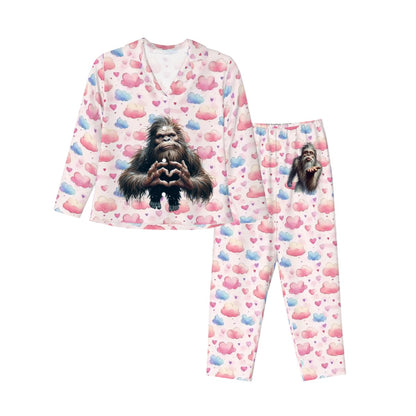 Bigfoot Sasquatch Love Women’s Long Sleeved Pajama Set