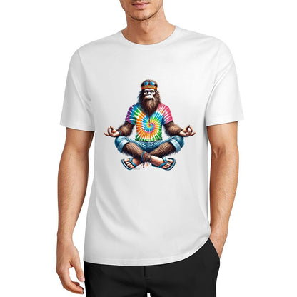 Bigfoot - Sasquatch Hippie Yoga Short Sleeve Cotton T-Shirt