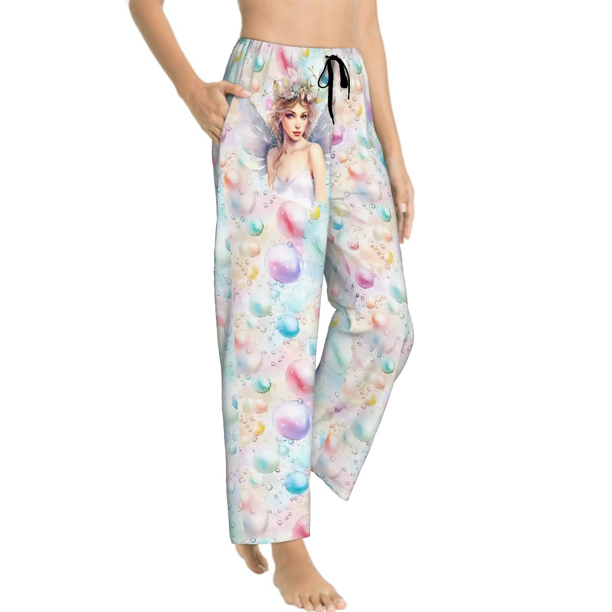 Fairy on Bubbles, Women’s Pajama Pants with Pockets