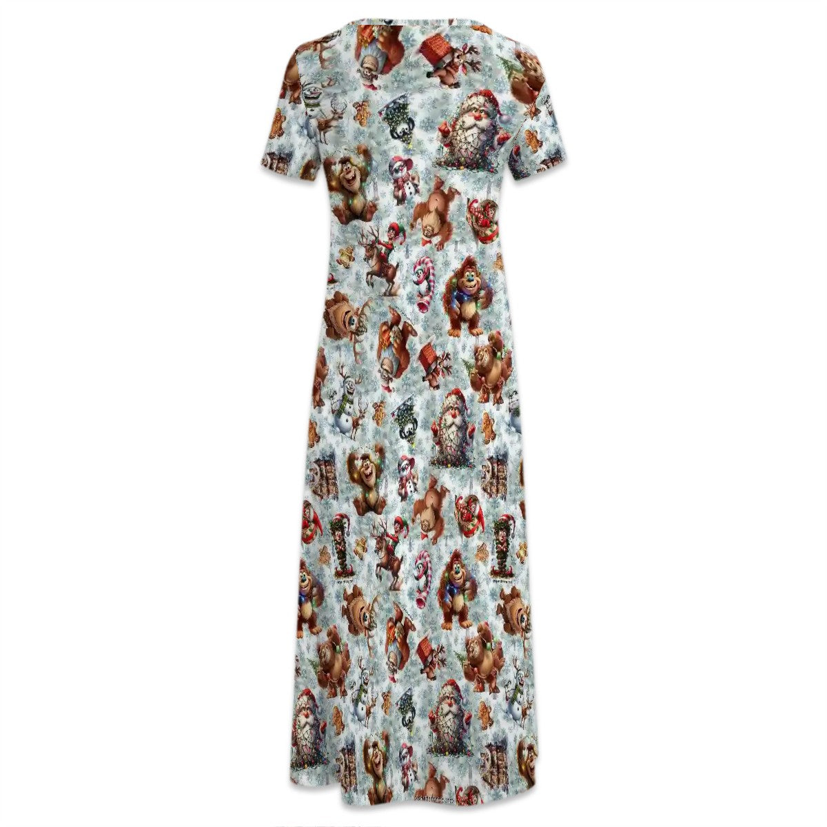 Sasquatch/ Bigfoot Themed Crew Neck Short Sleeve Maxi Dress