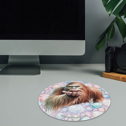 8” Round Mouse pad, Bigfoot / Sasquatch – Anti slip rubber –