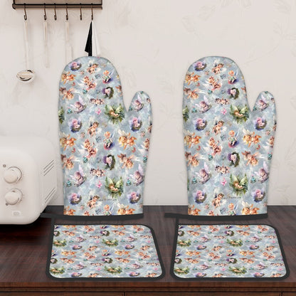 6 Fairy Designs, 4 Piece Oven Mitts / Pot Holder Sets